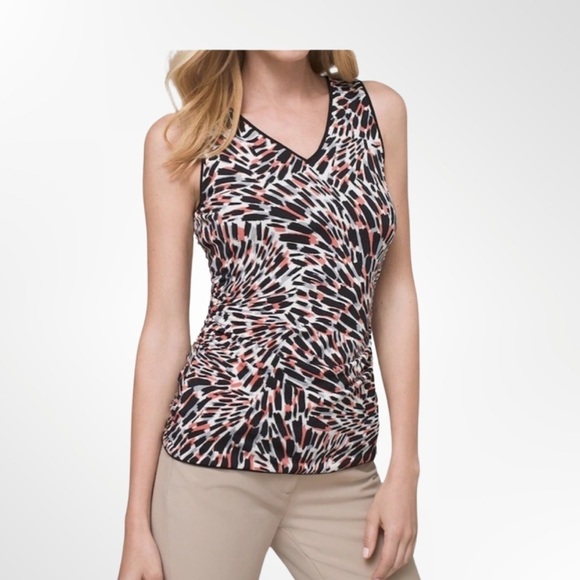 White House Black Market Reversible Abstract/Solid Tank Size M - Picture 1 of 6